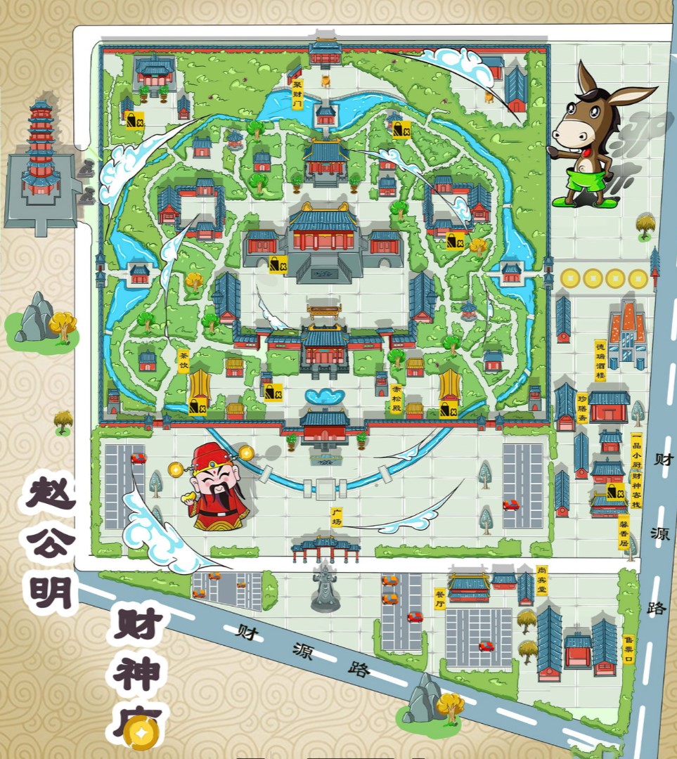 东丽寺庙类手绘地图